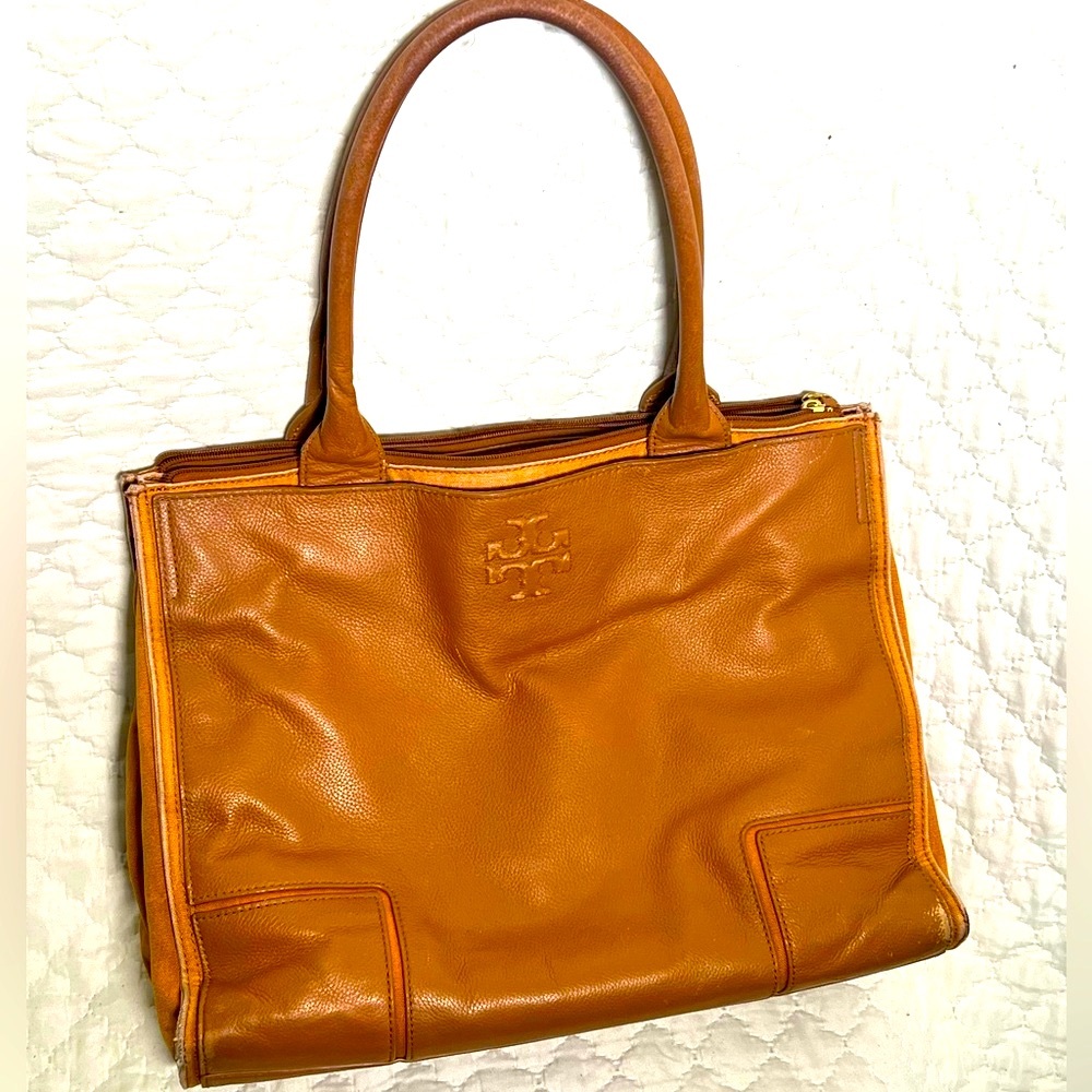 Vintage - Tory Burch Two Tone Leather/Canvas Tote